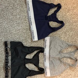 Three CALVIN KLIEN Bralettes